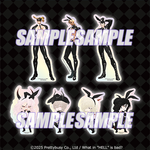 極光貼紙 瑪門 ver.Rabbit／巴力西卜 ver.Rabbit／貝爾菲格 ver.Rabbit／撒旦 Q版 ver.Rabbit／利維坦 Q版 ver.Rabbit／路西法 Q版 ver.Rabbit／阿斯莫德 Q版 ver.Rabbit